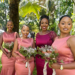 Long Mermaid Burnt Orange Bridesmaid Dresses Mermaid Maid Of Honor For Women