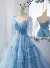 Aimishang Lovely Blue Tulle with Straps Layers Long Formal Dresses Evening Gown Party Dress Prom Dress Wholesale