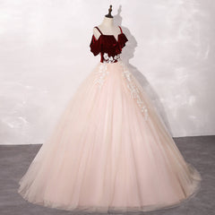 Lovely Light Pink Tulle Sweetheart Off Shoulder Velvet Top Sweet 16 Dress, Pink Prom Dresses