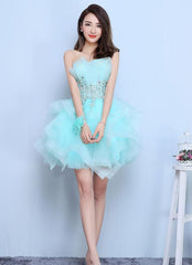Lovely Mint Green Tulle Short Party Dresses Formal Dress, Cute Short Homecoming Dresses