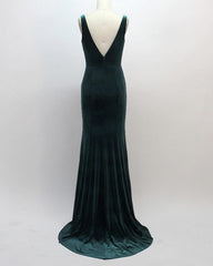 Mermaid Velvet Bridesmaid Dresses Plunge Neck