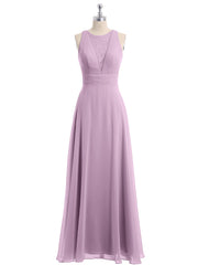 Lace Deep V-neck and Back Chiffon Long Dresses-Wisteria
