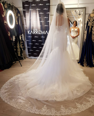 Princess Long Mermaid Lace Wedding Dresses Tulle Straps with Applique