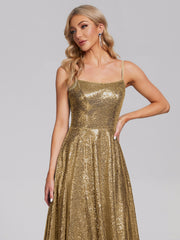 Sweep Train Sequins Prom Dresses