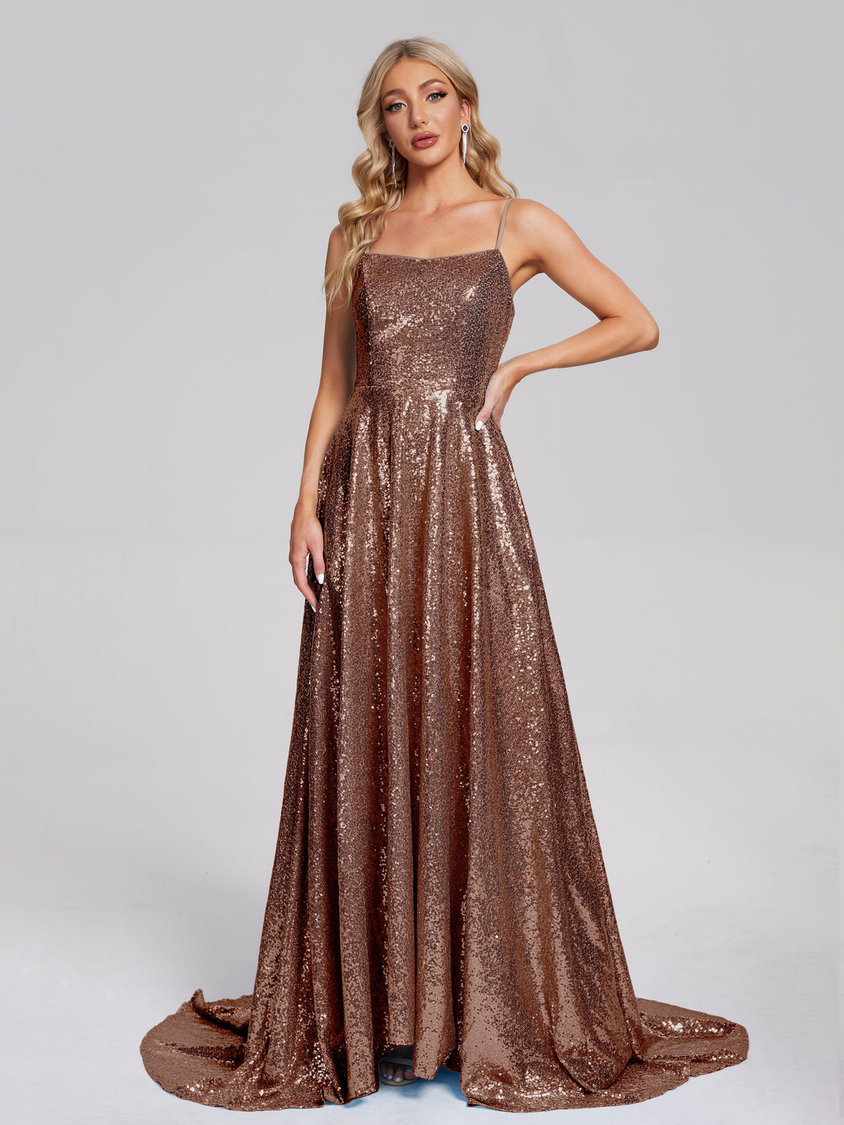 Sweep Train Sequins Prom Dresses