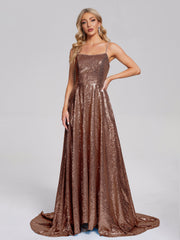Sweep Train Sequins Prom Dresses