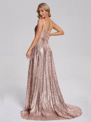 Sweep Train Sequins Prom Dresses