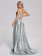Sweep Train Sequins Prom Dresses