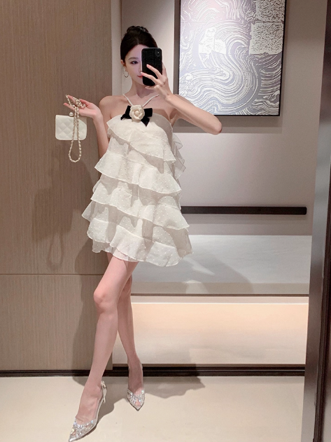 Cute Halter Sleeveless Mini Chiffon Dress Birthday Outfits Dress Party Dress HZ0319