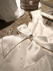 Cute A Line Crew Neck Pearl Crystal Bowknot Short Prom Dress Birthday Party Sweet 16 Dress HZ0319