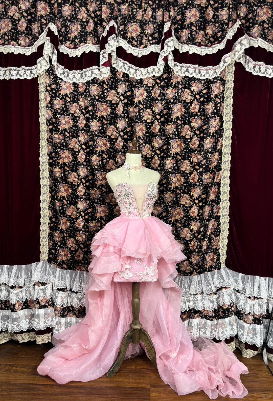 Cute Strapless Crystal Beaded Sequins Pleated Tiered Hi-lo Homecoming Dress Quinceanera Dress Birthday Prom Dress HZ0319