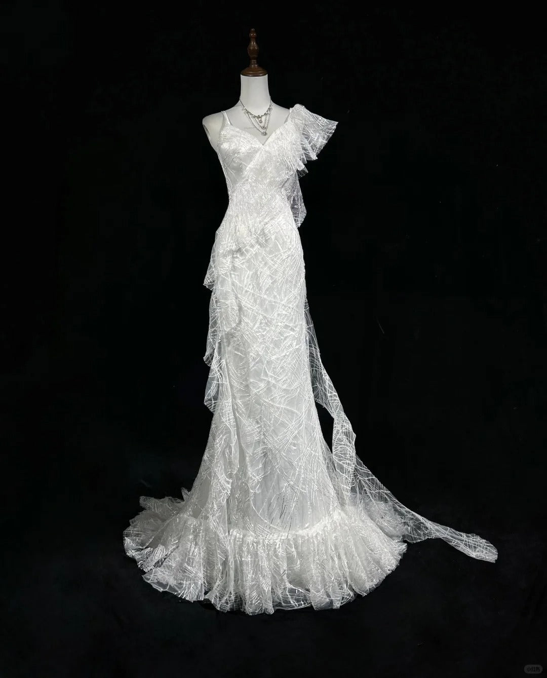 Elegant Asymmetrical Neckline Ruffle Pleated Floor Length Prom Dress Wedding Dress Evening Dress Party Dress HZ0319