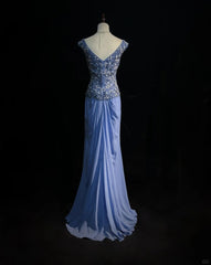 Gergous V-neck Beading Sequins Pleated Floor Length Prom Dress Evening Dress Party Dress HZ0319