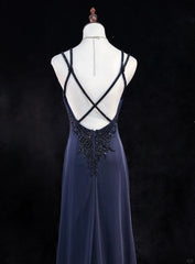 Sexy Spaghetti Straps Appliques Pleated Backless Floor Length Prom Dress Evening Dress Birthday Dress HZ0319