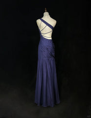 Beauty Asymmetrical Shoulder Pleated Backless Prom Dress Evening Dress Party Dress HZ0319