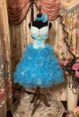 Sweet Homecoming Dress Spaghetti Straps Tulle Flower Short Prom Dress Evening Dress Birthday Dress Cocktail Dress HZ0319