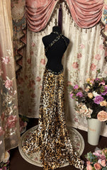 Sexy Prom Dress Halter Backless Leopard Print Long Prom Dress Evening Dress Gala Dress Party Dress HZ0319