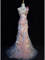 Romantic Prom Dress One Shoulder Flower Prom Gown Evening Dress Gala Dress Birthday Party Dress HZ0319