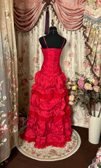 Pretty Prom Dress Spaghetti Strapless Pleated Tiered Prom Gown Evening Dress Dancing Dress Birthday Party Dress HZ0319