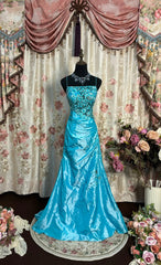 Charming Prom Dress A Line Spaghetti Straps Embroidered Long Prom Gown Evening Dress Party Dress Gala Dress HZ0319