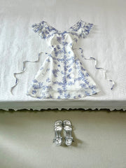 Elegant Prom Dress A Line Print Ruffle Prom Dresses Party Dress HZ0319