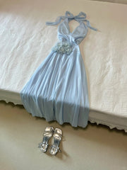Elegant Prom Dress Halter Baby Blue Prom Dress Evening Dress Party Dress HZ0319