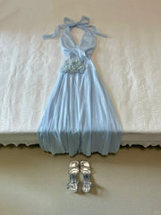 Elegant Prom Dress Halter Baby Blue Prom Dress Evening Dress Party Dress HZ0319