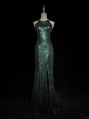 Shiny Prom Dress Crew Neck Sequins Slit Prom Dress Birthday Party Dress Evening Dresses HZ0319