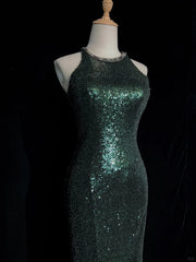 Shiny Prom Dress Crew Neck Sequins Slit Prom Dress Birthday Party Dress Evening Dresses HZ0319