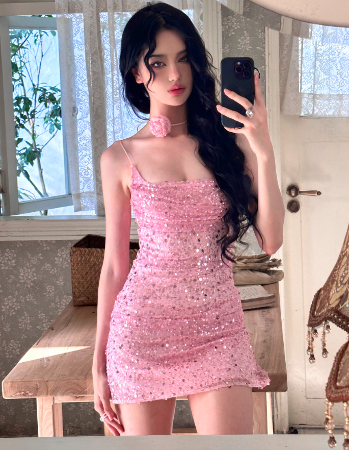 Shiny Homecoming Dress Spaghetti Straps Evening Dresses Birthday Party Dress Short Prom Gown HZ0319