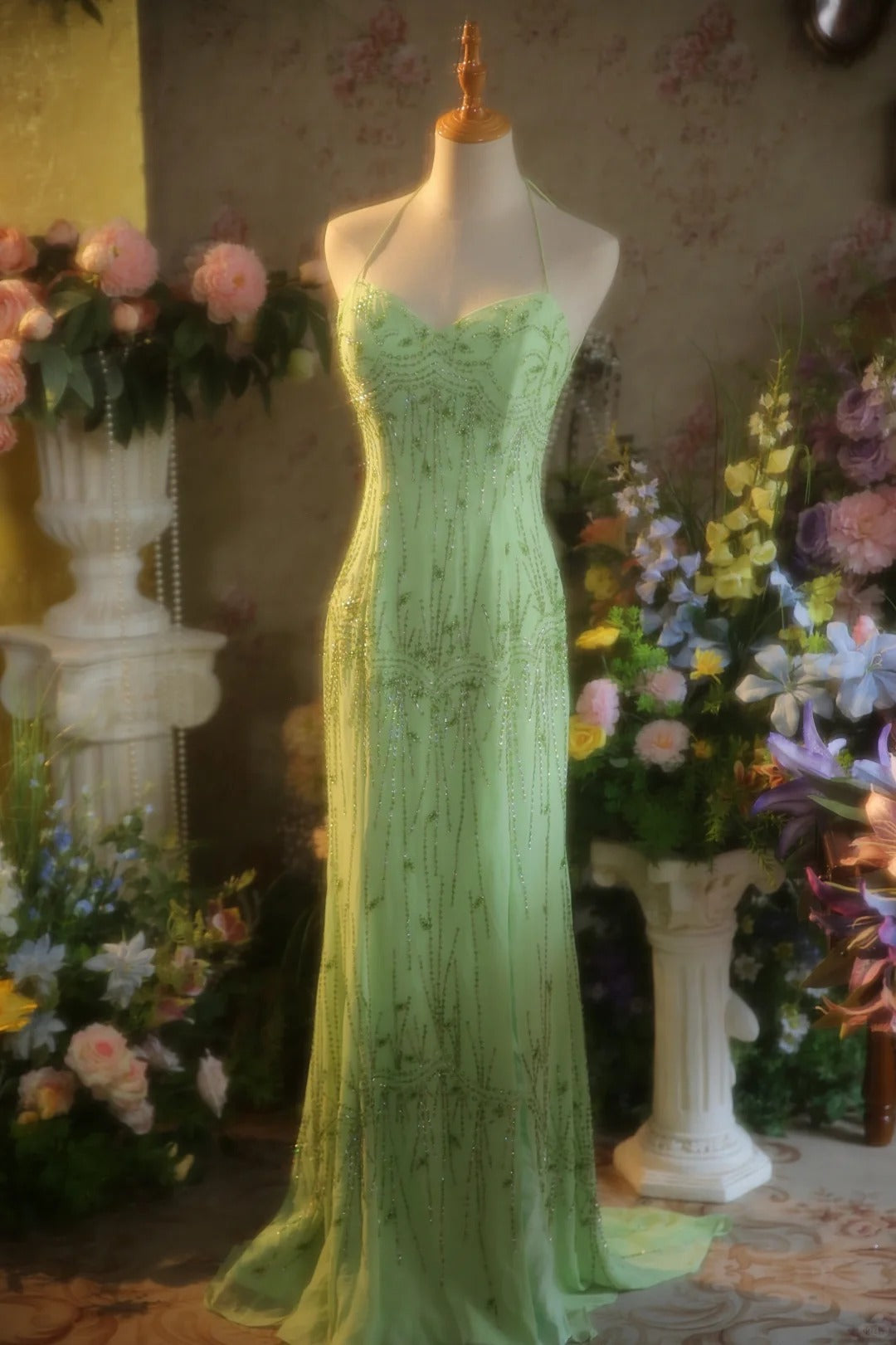 Beauty Prom Dress Halter Beading Prom Gown Evening Dress Party Dress HZ0319