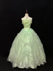 Sweet Prom Dress Strapless Pleated Tulle Birthday Dress Evening Dress Ball Gown HZ0319