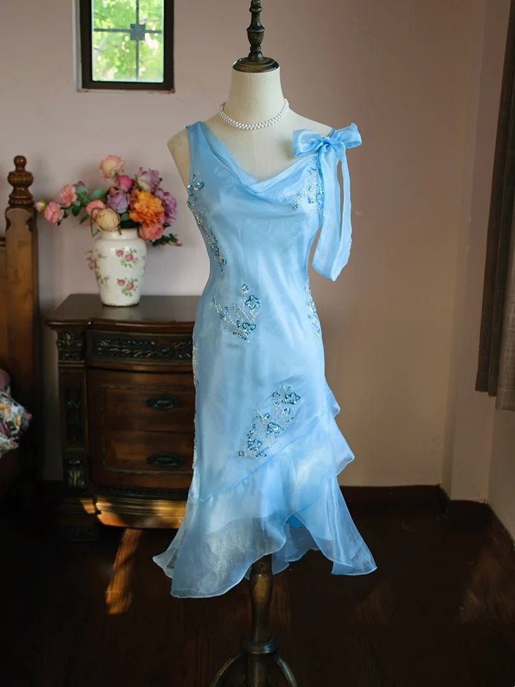 Sweet Prom Dress Asymmetrical Neck Beading Evening Dress Gala Dress Birthday Party Dress HZ0319