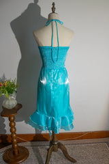Stunning Prom Dress Halter Ruffle Evening Dress Gala Dress Birthday Party Dress HZ0319