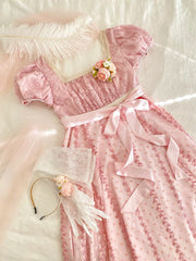 Sweet Prom Dress A Line Square Neck Floral Birthday Party Dress Evening Dress HZ0319