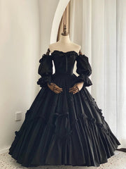 Stunning Prom Dress Black Square Neck Pleated Evening Dress Ball Gown Birthday Party Dress HZ0319