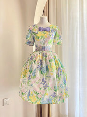 Cute Summer Dress Crew Neck Print Women Dress Birthday Party Dress HZ0319