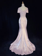 Sweet Prom Dress V-neck Pleated Mermaid Gala Dress Evening Dress Birthday Dress HZ0319