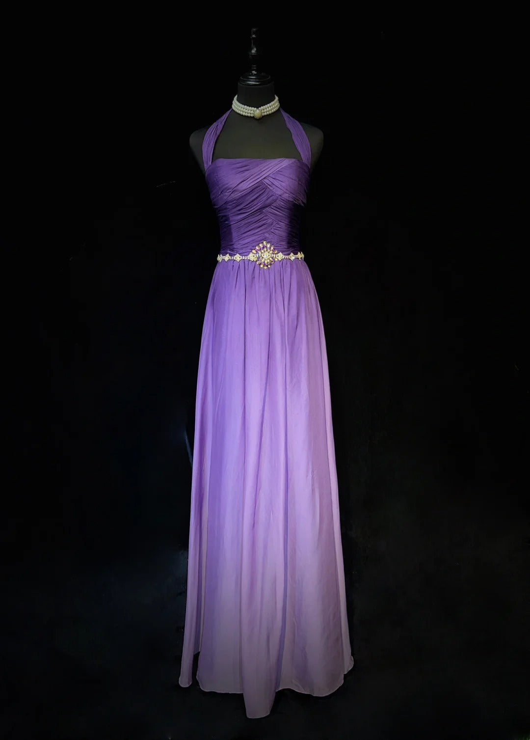Elegant Prom Dress Halter Gradient Pleated Evening Dress Gala Dress Party Dress HZ0319