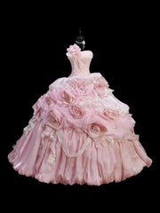 Sweet Prom Dress Strapless Pleated Ball Gown Quinceanera Dress Evening Dress HZ0319