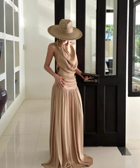 Sexy Women Dress Halter Pleated Party Dress Summer Date Dress Vacation Dress HZ0319