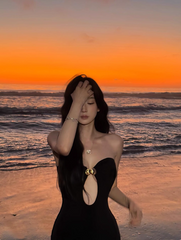 Sexy Women Dress Black Sweetheart Fitted Vacation Dress Seaside Party Dress Summer Date Dress HZ0319
