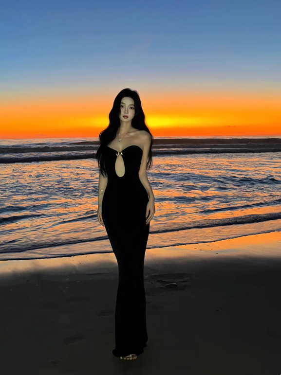 Sexy Women Dress Black Sweetheart Fitted Vacation Dress Seaside Party Dress Summer Date Dress HZ0319