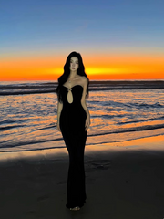 Sexy Women Dress Black Sweetheart Fitted Vacation Dress Seaside Party Dress Summer Date Dress HZ0319