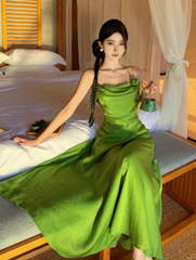 Beauty Summer Dress Halter Pleated Women Dress Vacation Seaside Dress Date Dress Party Dress HZ0319