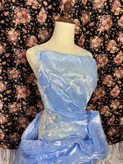 Shiny Prom Dress Light Blue Crew Neck Pleated Party Dress Gala Dress Evening Dress HZ0319