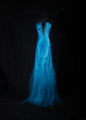 Gorgeous Prom Dress Blue V-neck Evening Dresses Birthday Party Dress Cocktail Dress HZ0319
