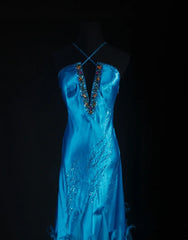 Gorgeous Prom Dress Blue V-neck Evening Dresses Birthday Party Dress Cocktail Dress HZ0319