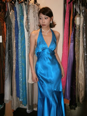 Stunning Prom Dress Blue Halter Mermaid Evening Dresses Gala Dress Party Dress HZ0319