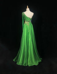 Gorgeous Prom Dress Green A Line One Shoulder Birthday Party Dress Evening Dress HZ0319